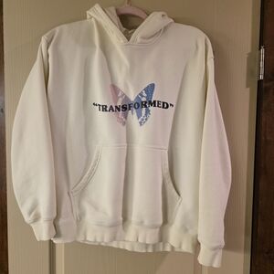 Cream Hoodie with Butterfly Graphic